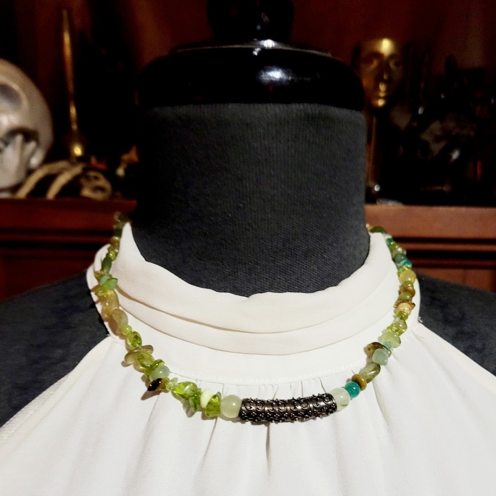 Peyote Bird Gemstone 925 Beaded Necklace